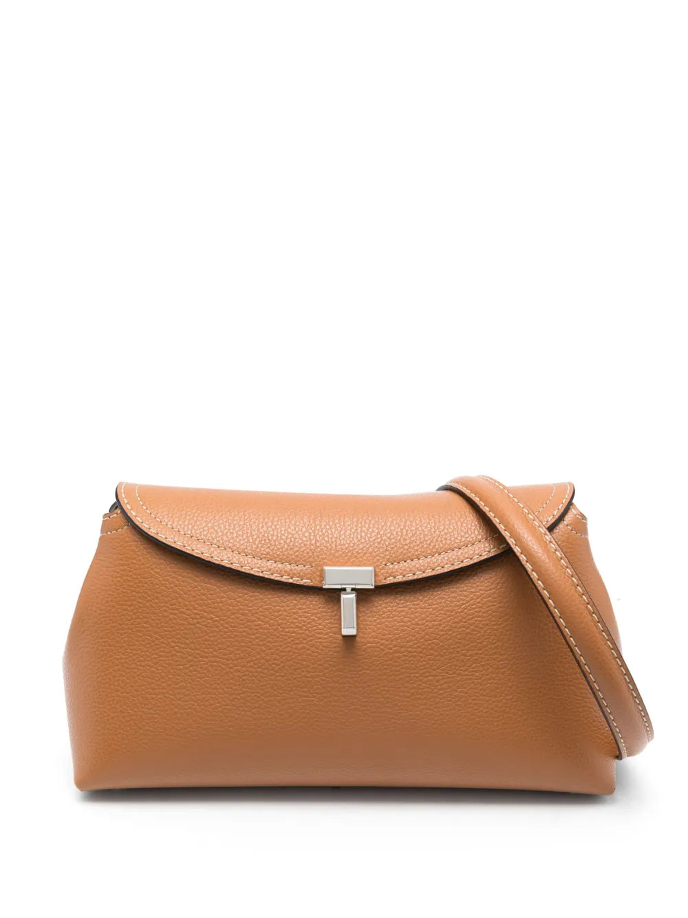 TOTEME Clutch T-Lock in pelle Brown