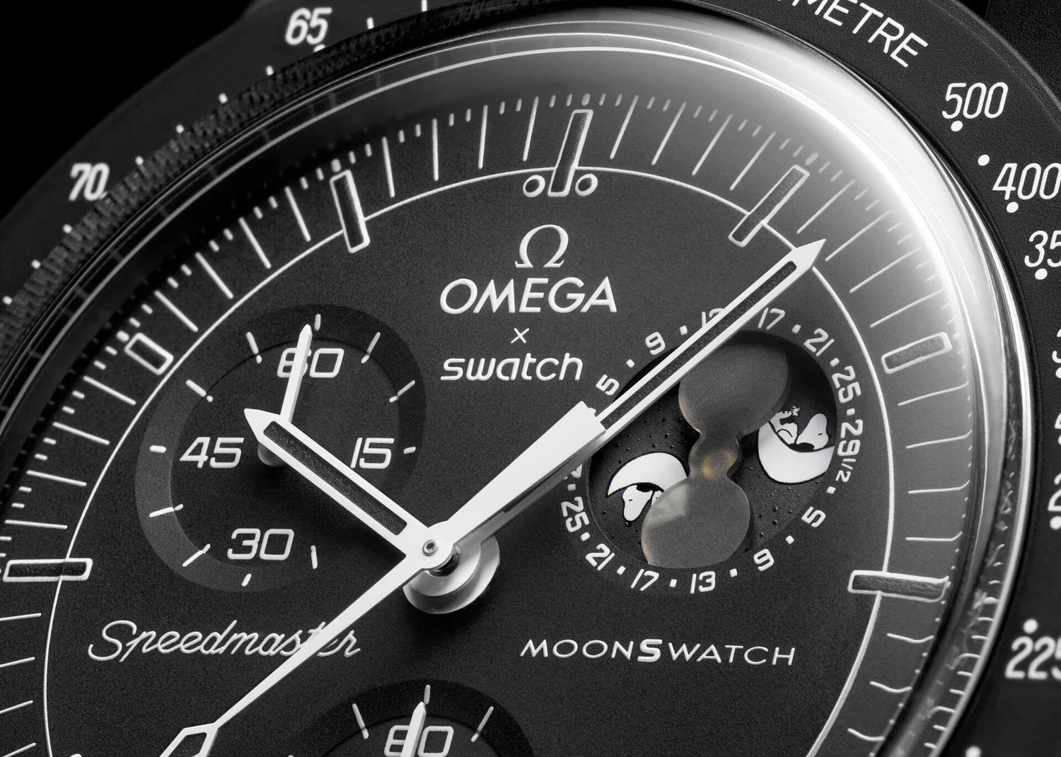 SWATCH X OMEGA BIOCERAMIC MOONSWATCH MISSION TO MOONPHASE - NEW MOON SNOOPY